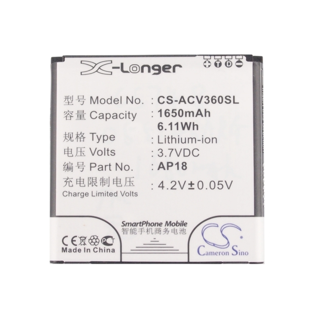 Batterij voor mobiele telefoon Acer CS-ACV360SL