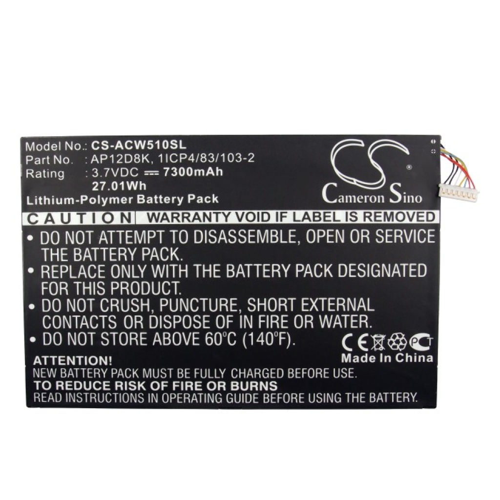 Tablet batterijen Acer CS-ACW510SL