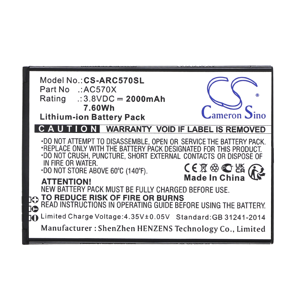 Batterij voor mobiele telefoon Archos CS-ARC570SL