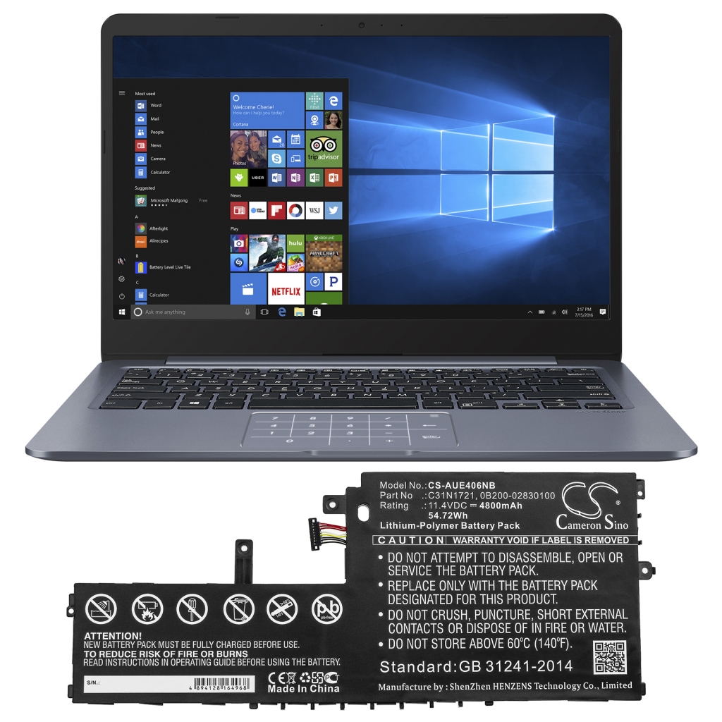 Notebook batterij Asus Vivobook E406SA-BV175T (CS-AUE406NB)