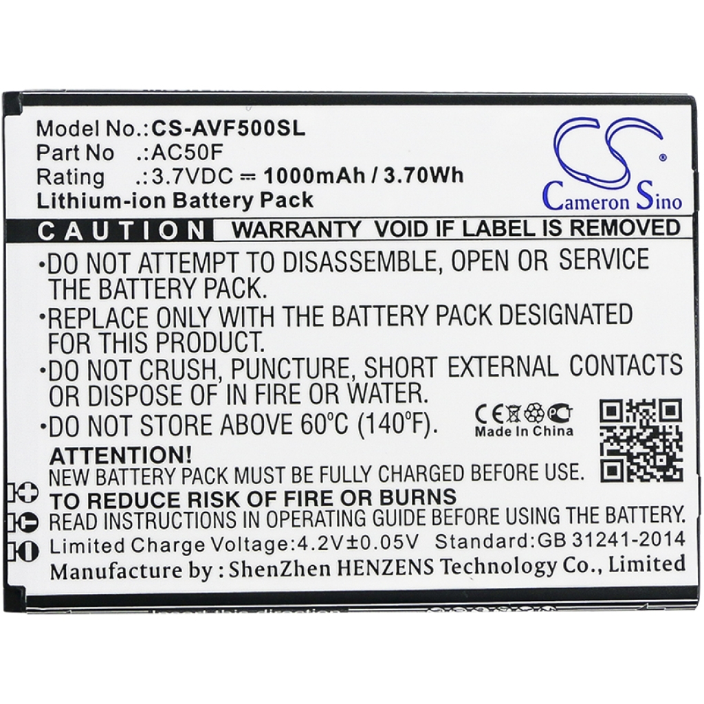 Batterijen Batterij voor mobiele telefoon CS-AVF500SL