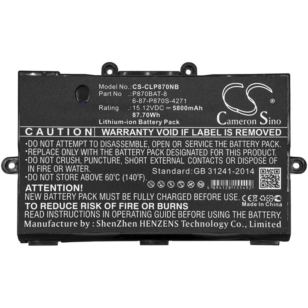 Notebook batterij Schenker CS-CLP870NB