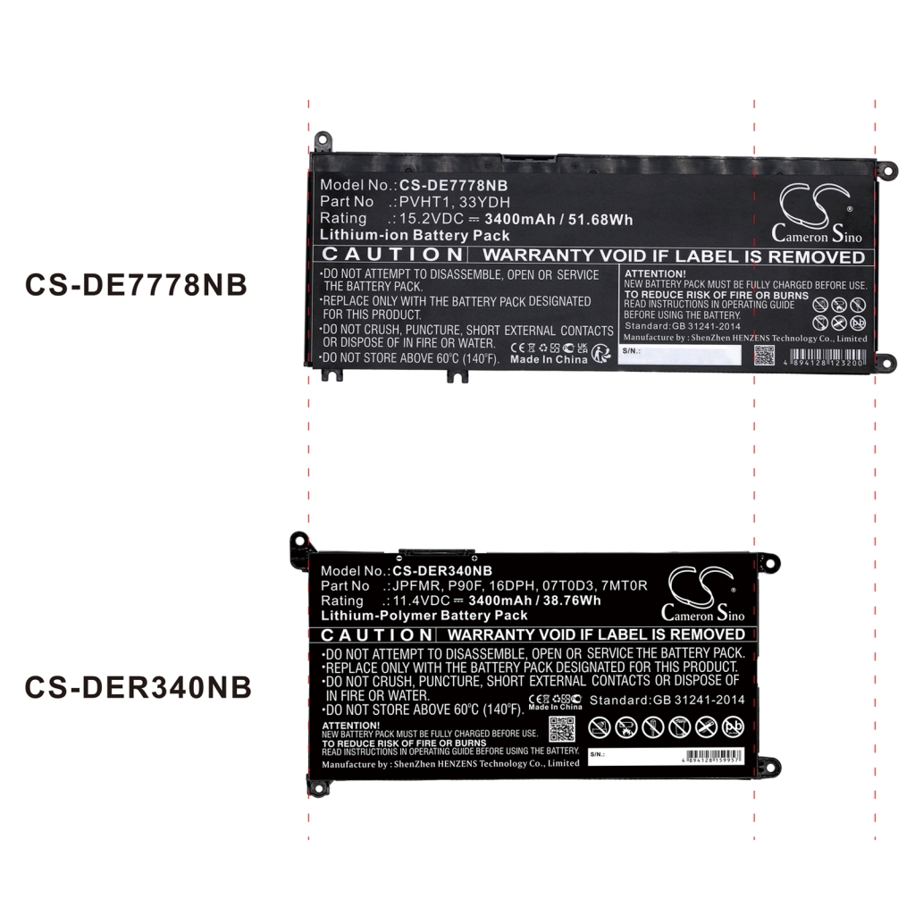 Notebook batterij DELL CS-DE7778NB