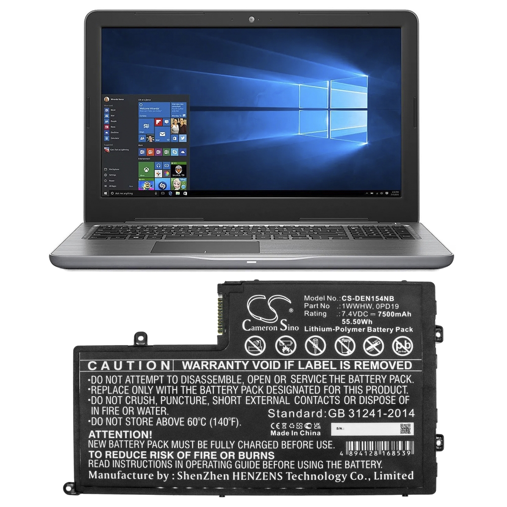 Notebook batterij DELL CS-DEN154NB