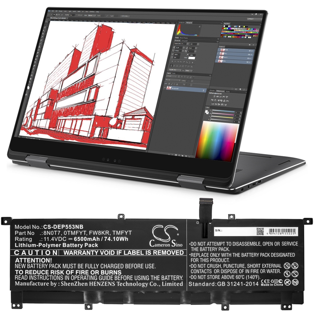 Notebook batterij DELL CS-DEP553NB