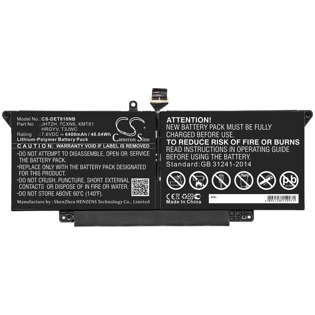 Notebook batterij DELL CS-DET810NB