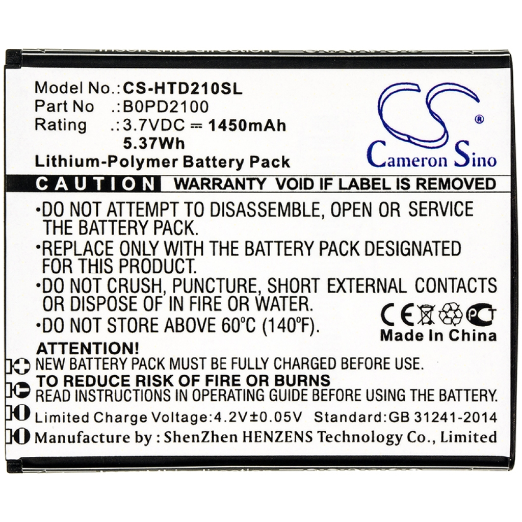 Batterij voor mobiele telefoon HTC CS-HTD210SL