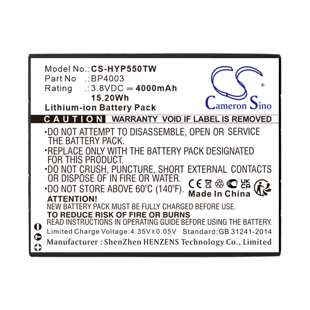 Batterij voor tweerichtingsradio Hytera CS-HYP550TW