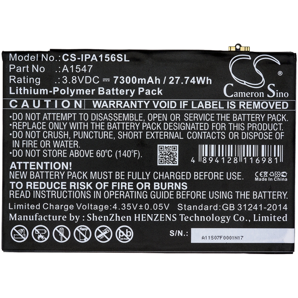 Tablet batterijen Apple CS-IPA156SL