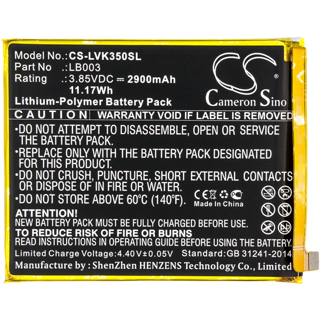 Batterij voor mobiele telefoon Lenovo CS-LVK350SL