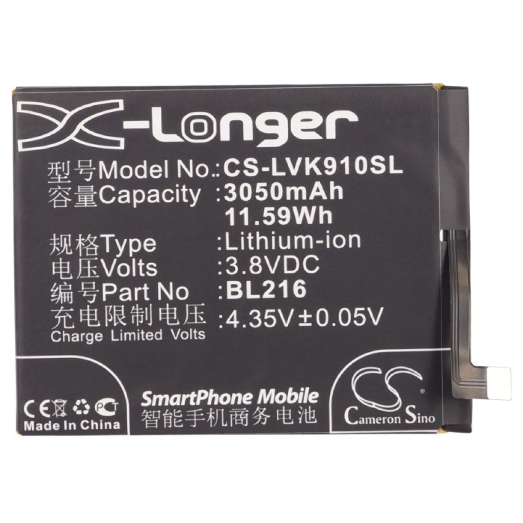 Batterij voor mobiele telefoon Lenovo CS-LVK910SL