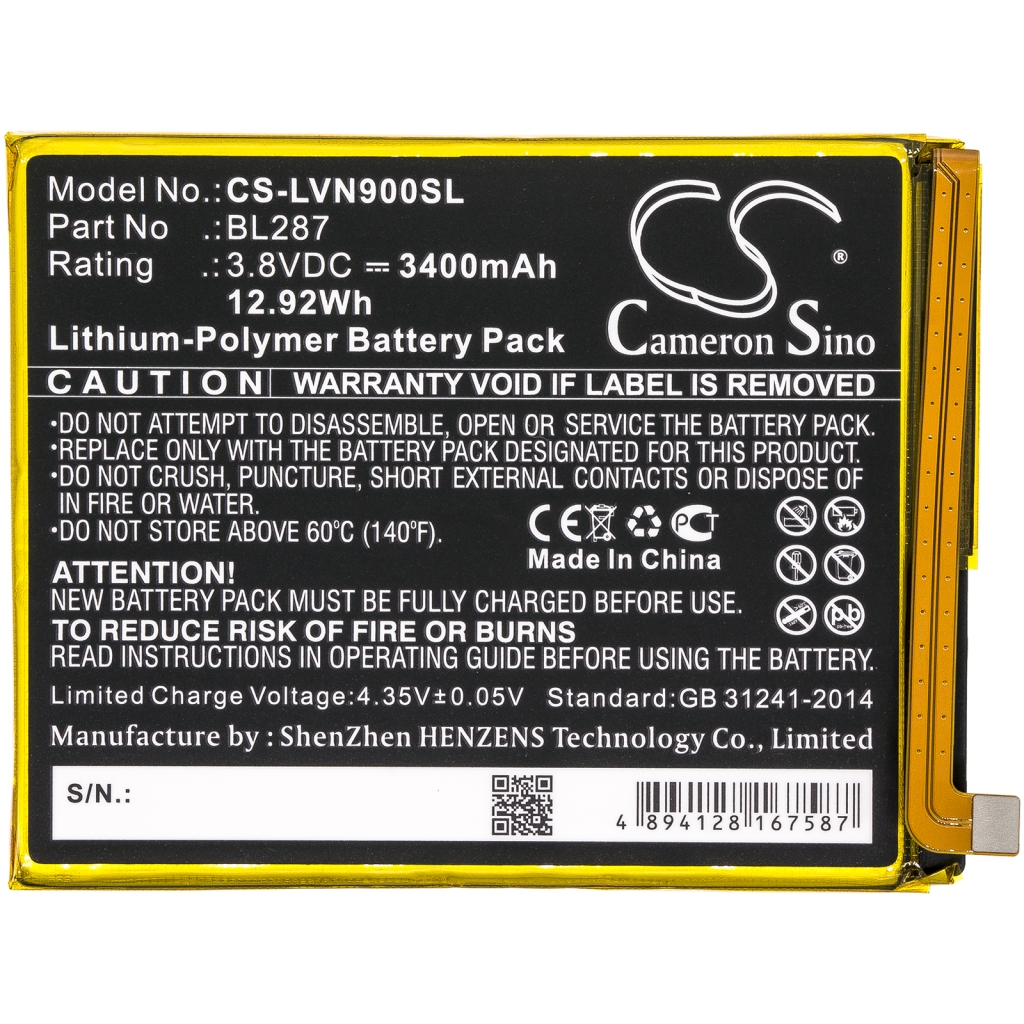 Batterij voor mobiele telefoon Lenovo CS-LVN900SL