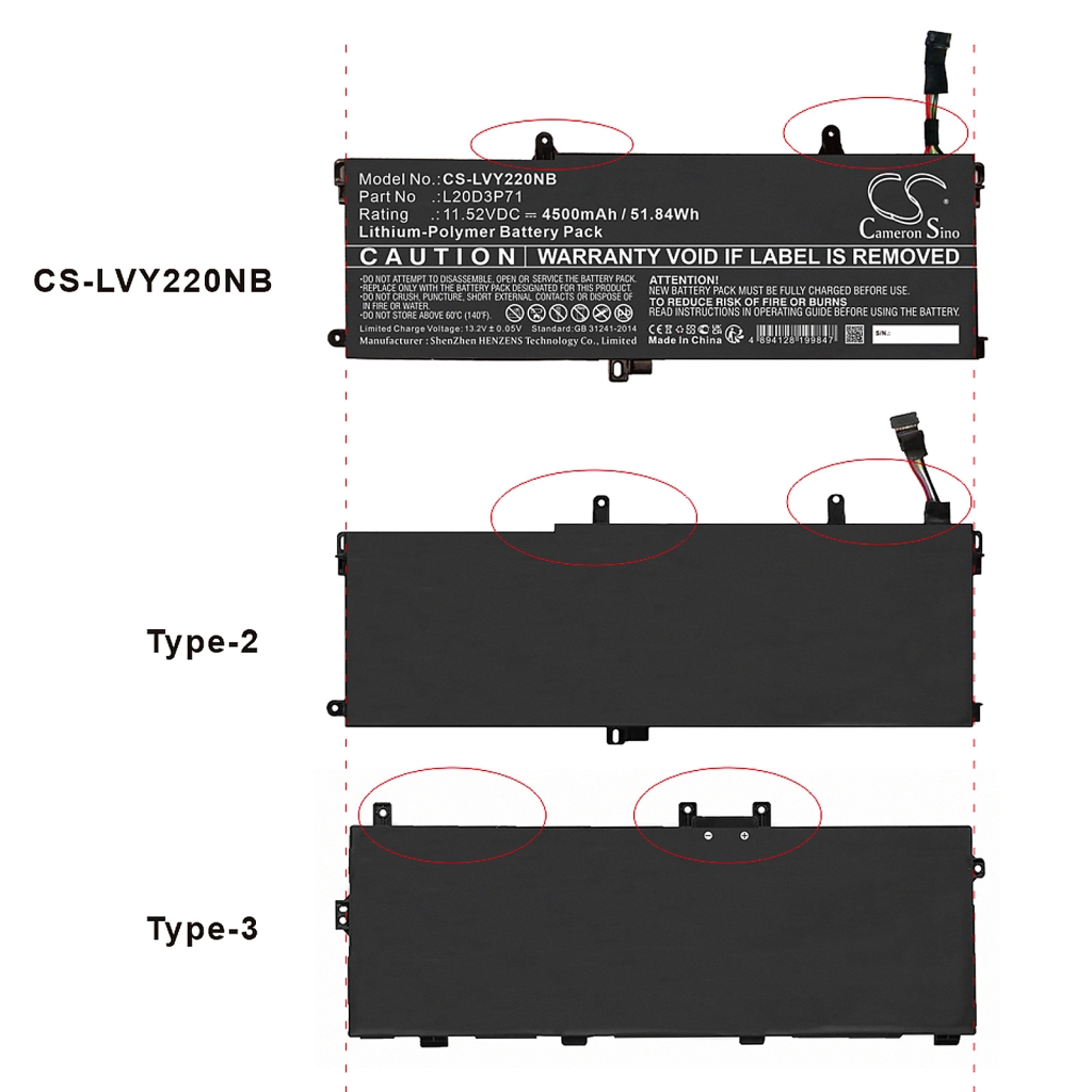 Notebook batterij Lenovo CS-LVY220NB