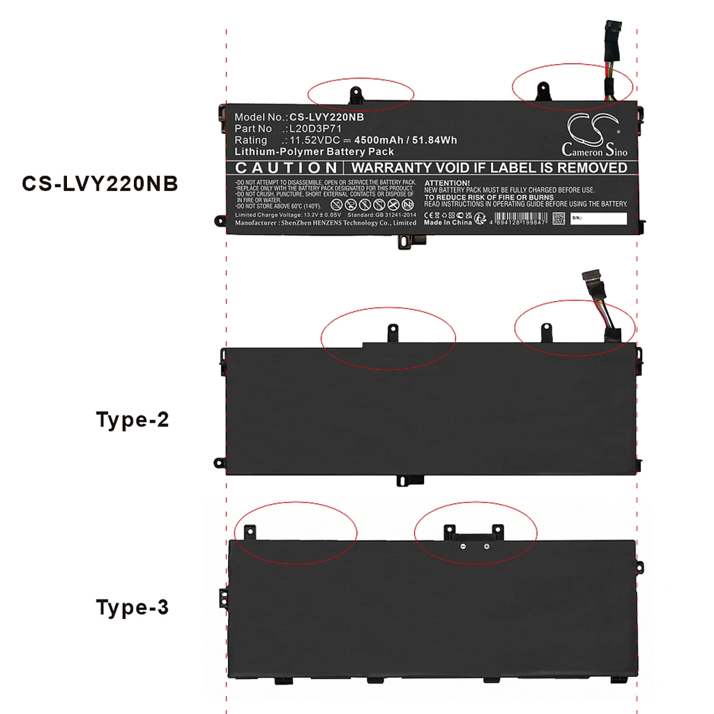 Batterijen Vervangt L20L3P71