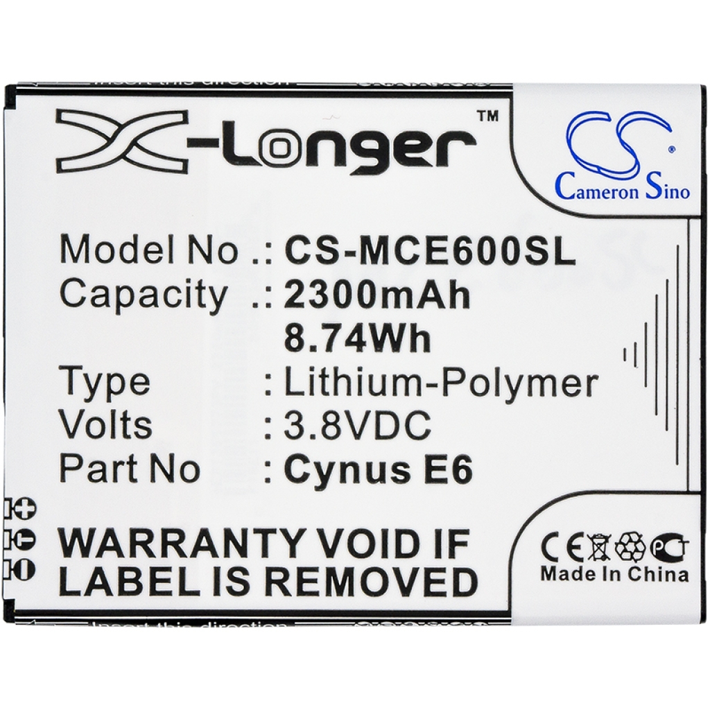 Batterijen Vervangt Cynus E6