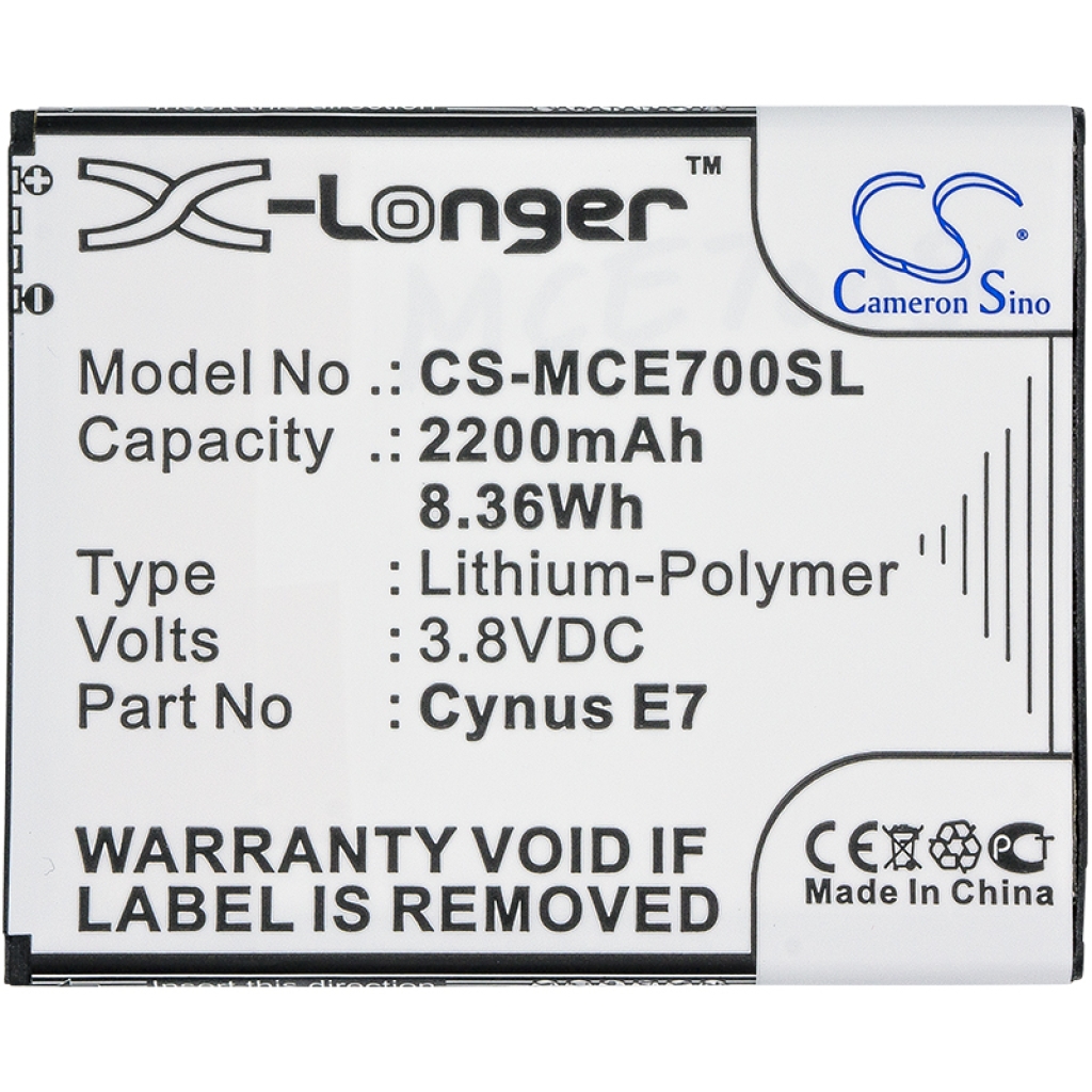 Batterijen Vervangt Cynus E7