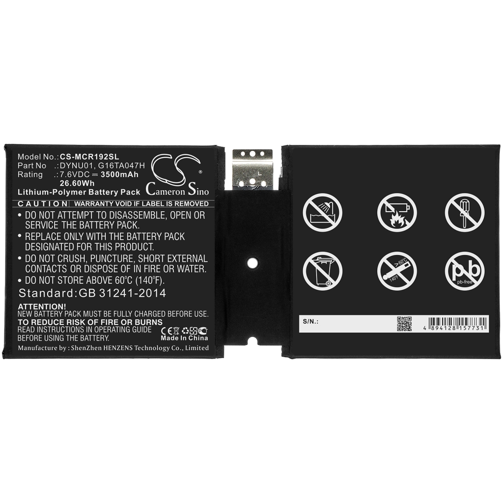 Tablet batterijen Microsoft CS-MCR192SL