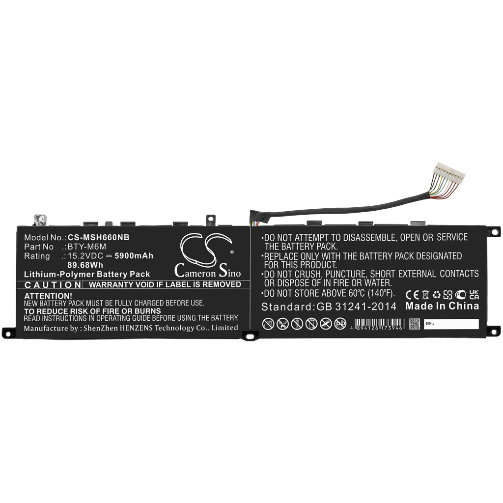 Notebook batterij MSI CS-MSH660NB