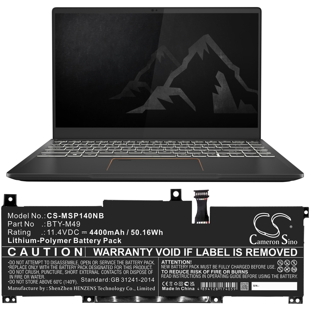 Notebook batterij MSI CS-MSP140NB