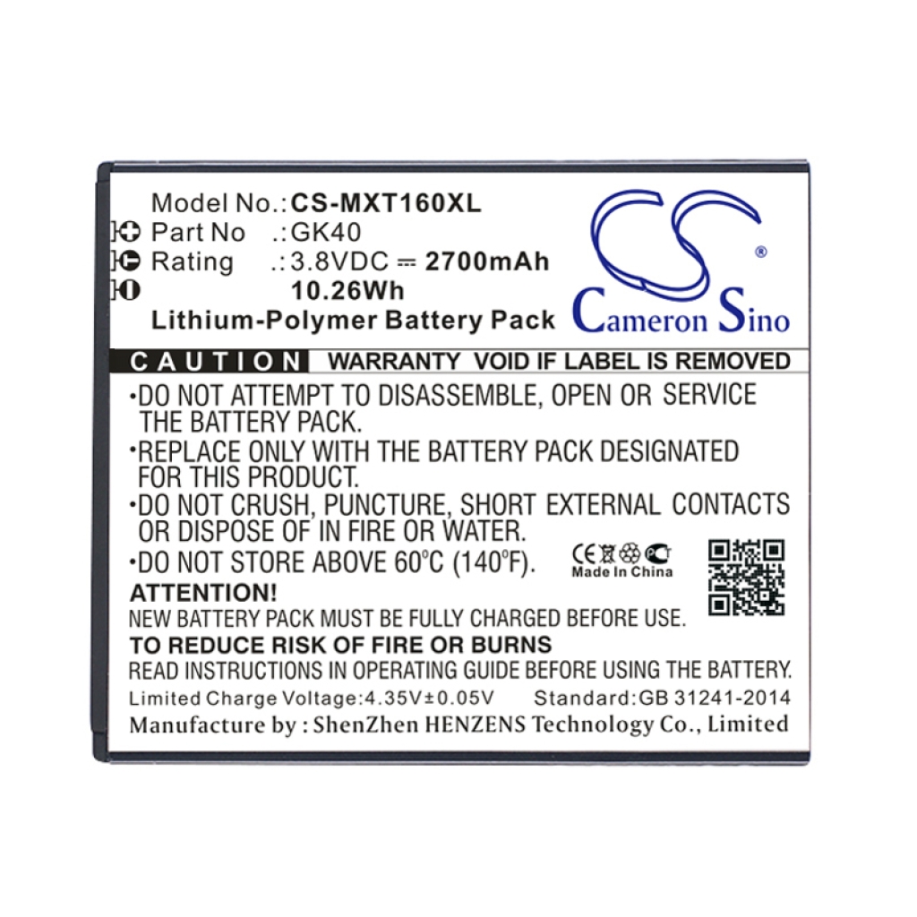 Batterij voor mobiele telefoon Motorola CS-MXT160XL