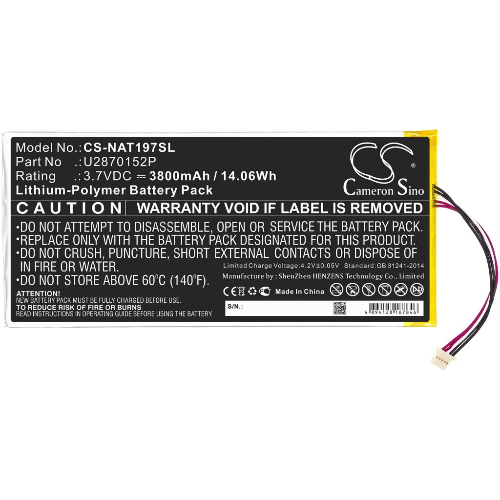 Tablet batterijen Onn CS-NAT197SL