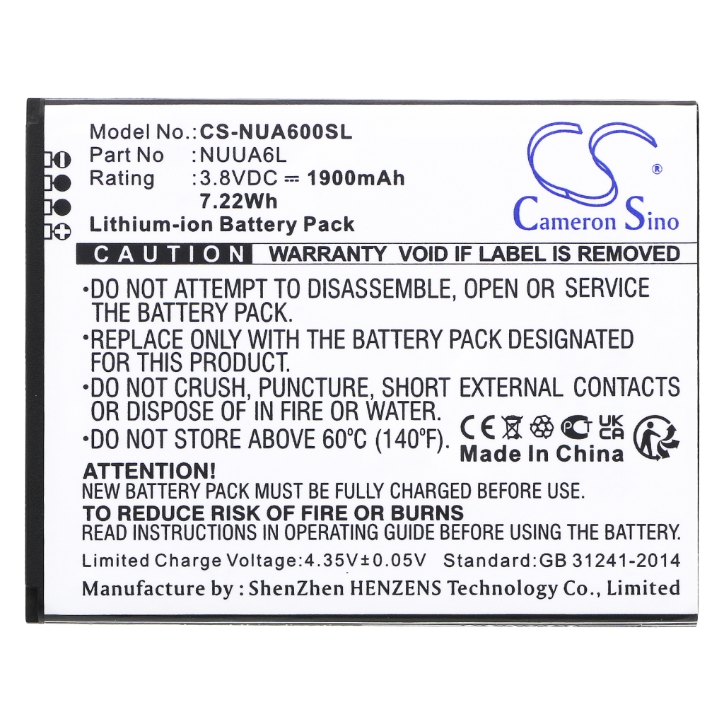 Batterij voor mobiele telefoon Nuu CS-NUA600SL