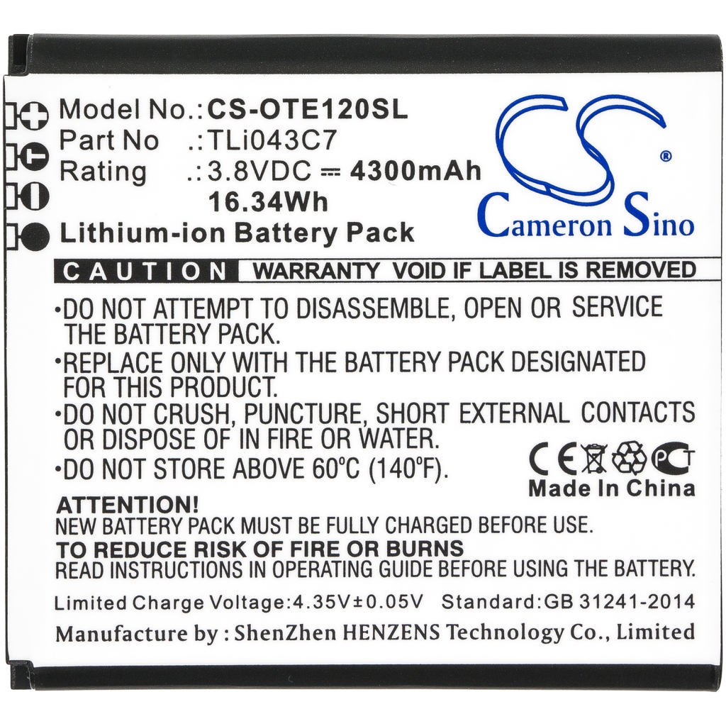 Batterijen Vervangt TLi043C7