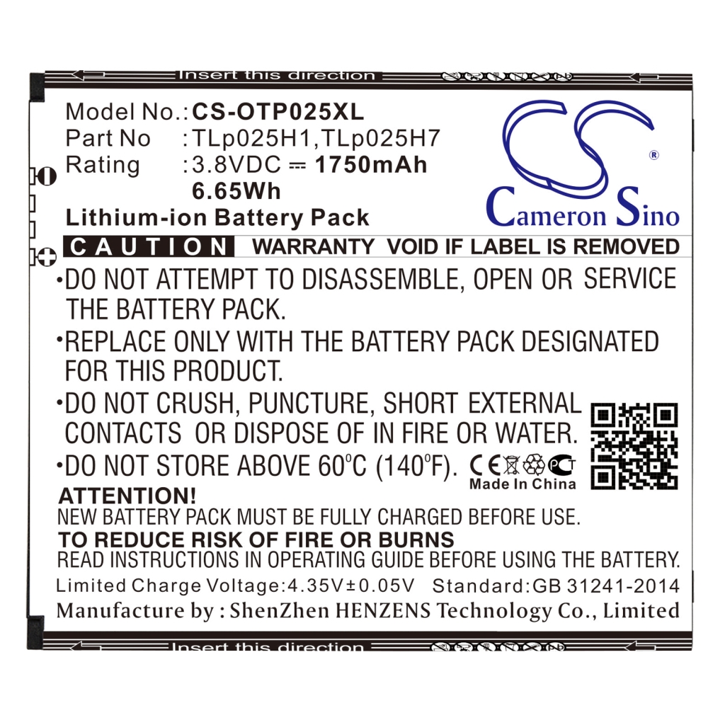 Batterijen Vervangt TLp025H7