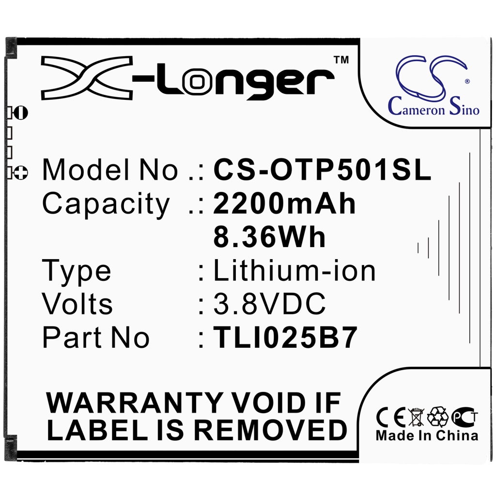 Compatibele batterijvervanging voor Alcatel TLI025B7