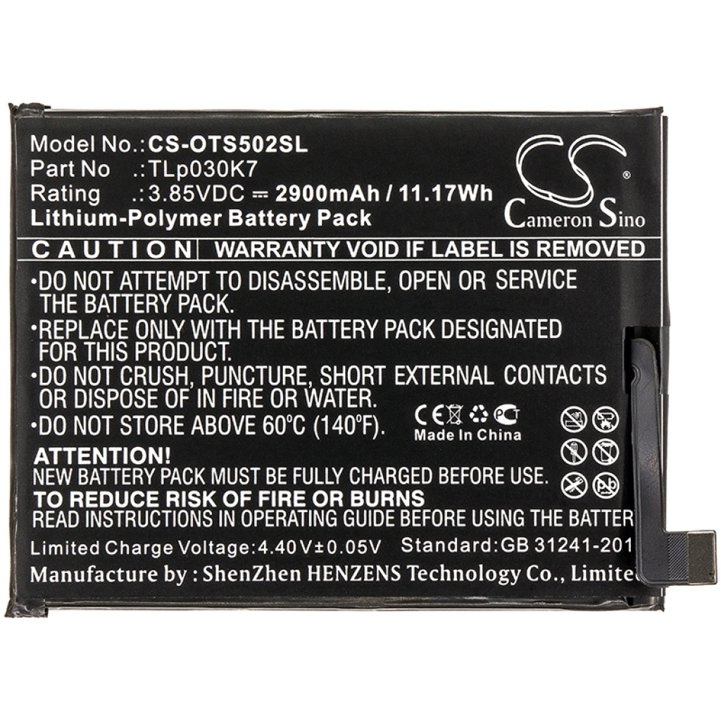 Batterij voor mobiele telefoon Alcatel CS-OTS502SL