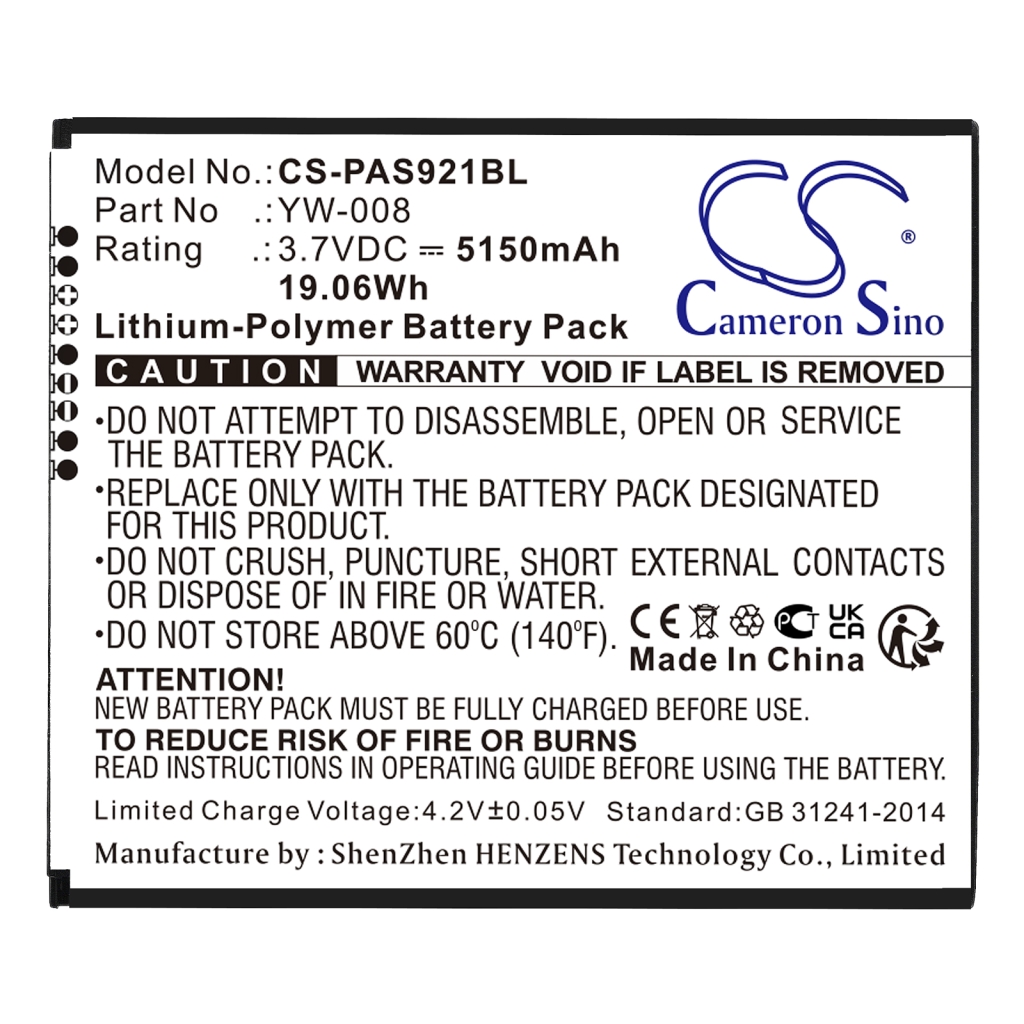 Batterij voor betaalterminal Pax CS-PAS921BL