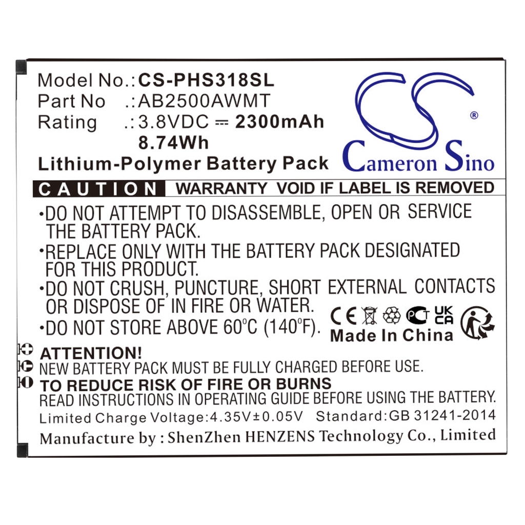 Batterij voor mobiele telefoon Philips CS-PHS318SL