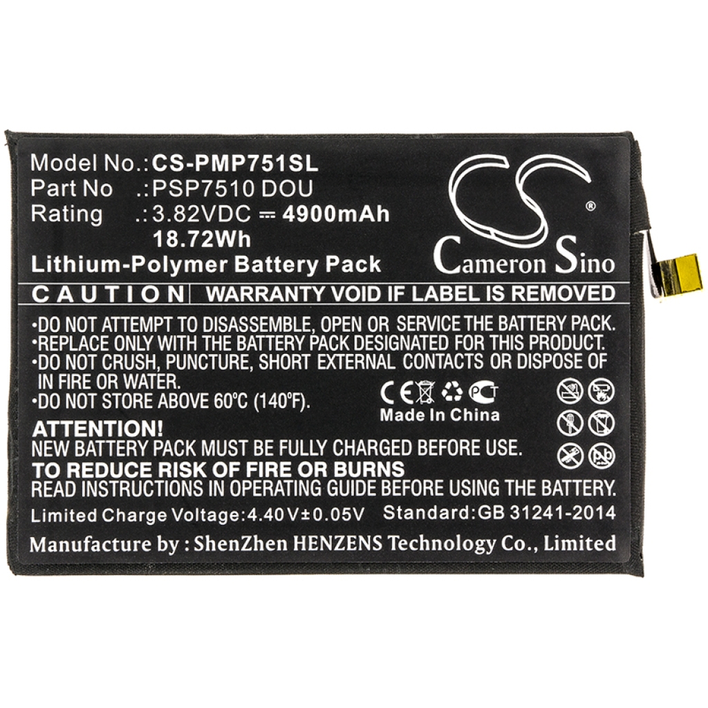 Batterijen Vervangt PSP7510 DOU