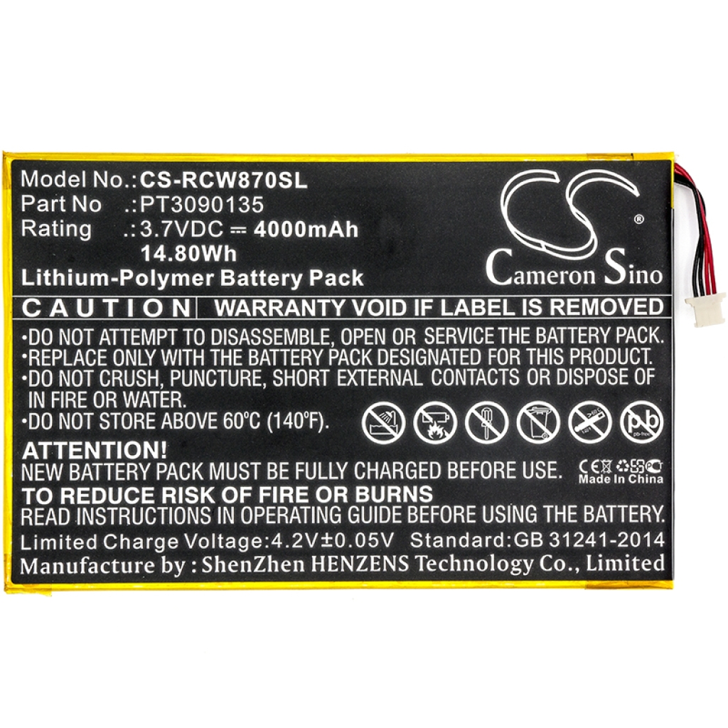 Compatibele batterijvervanging voor RCA PT3090135