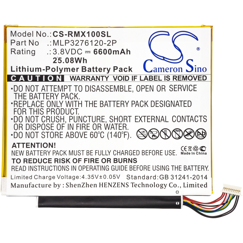 Tablet batterijen Verizon CS-RMX100SL