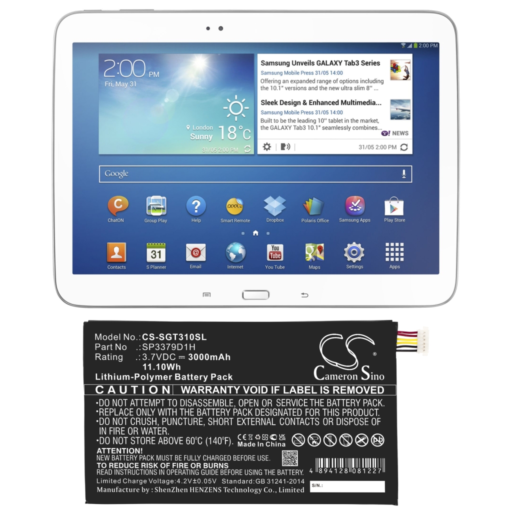 Tablet batterijen Samsung CS-SGT310SL