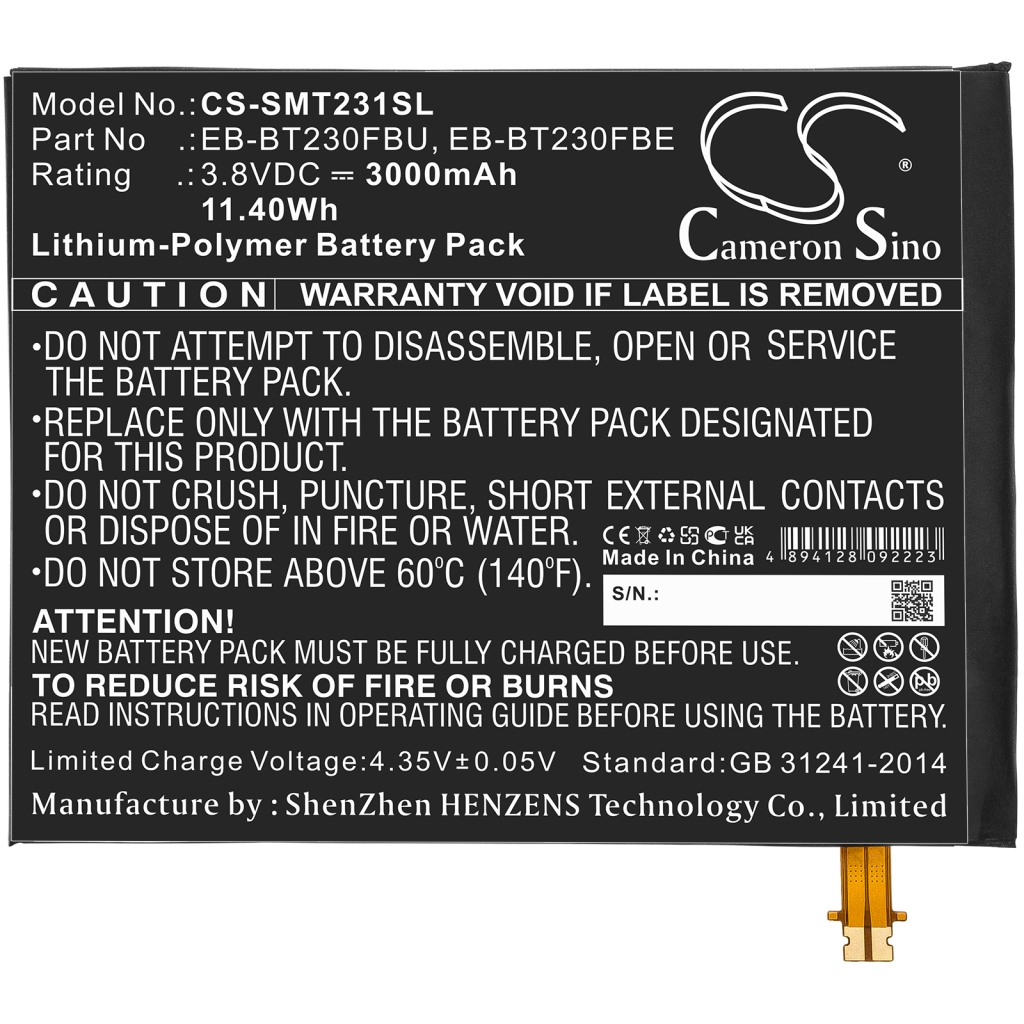 Tablet batterijen Samsung CS-SMT231SL