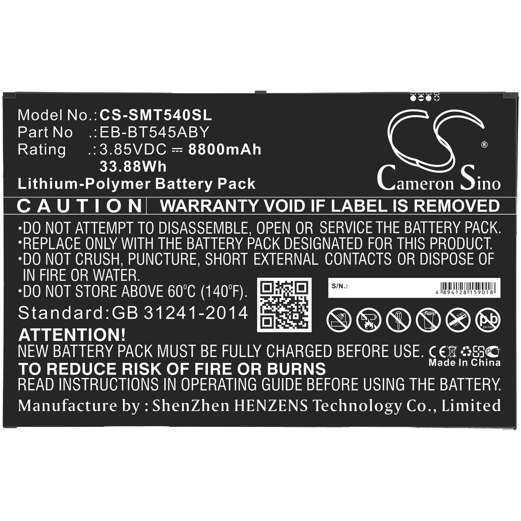 Tablet batterijen Samsung CS-SMT540SL