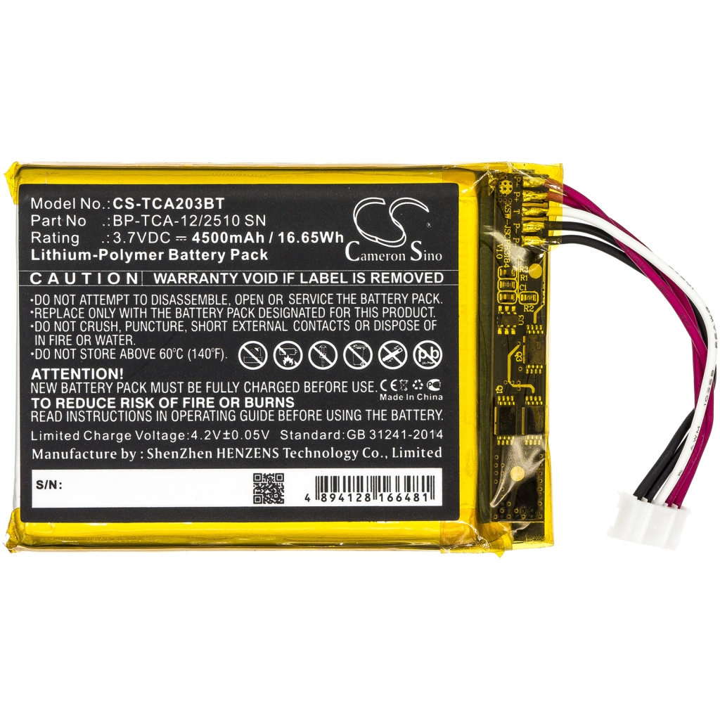 Batterijen Vervangt BP-TCA-12/2510 SN