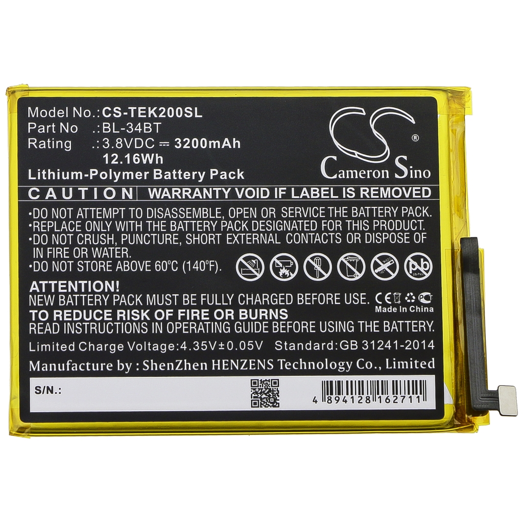 Batterij voor mobiele telefoon Tecno CS-TEK200SL