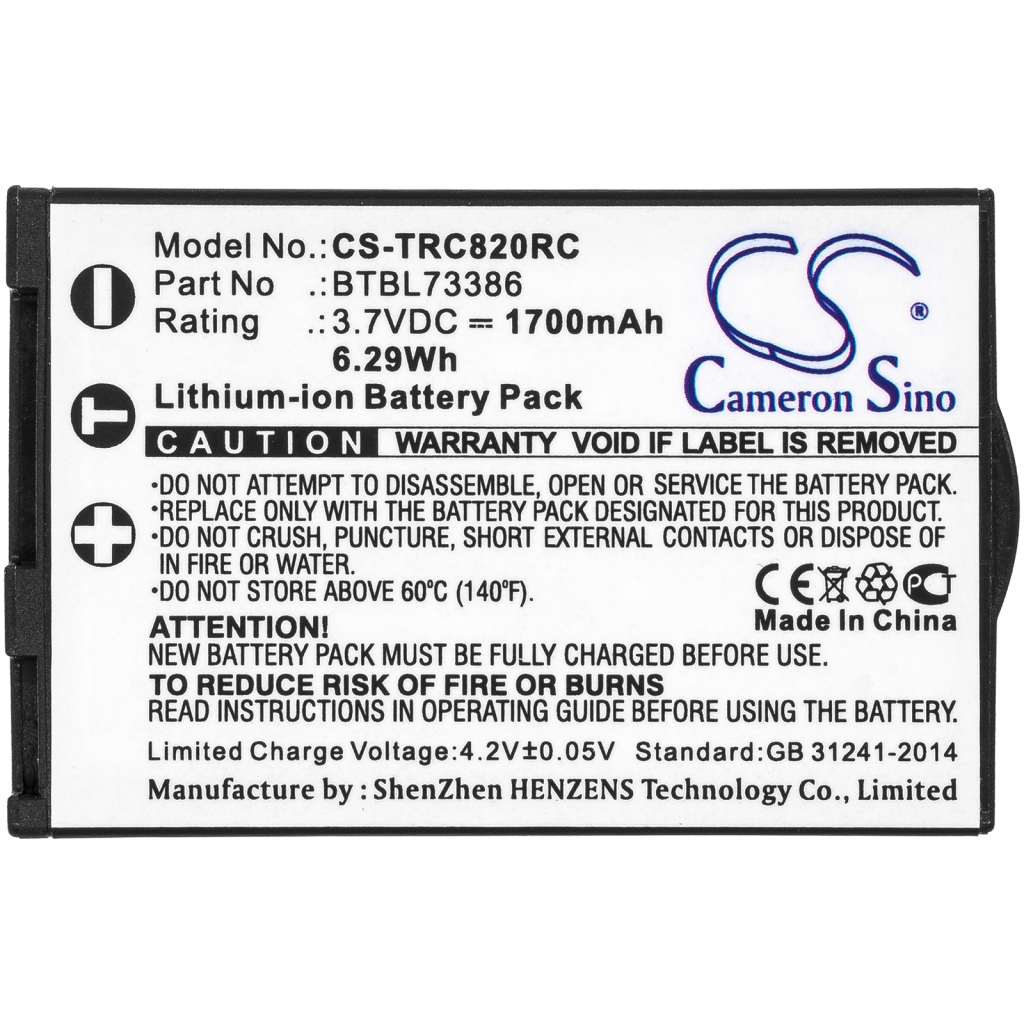 Batterij voor afstandsbediening Urc CS-TRC820RC