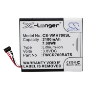 CS-VMH700SL<br />Batterijen voor   vervangt batterij ICP565156A