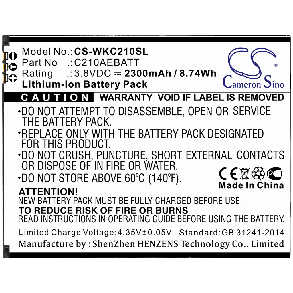 Batterijen Vervangt C210AEBATT