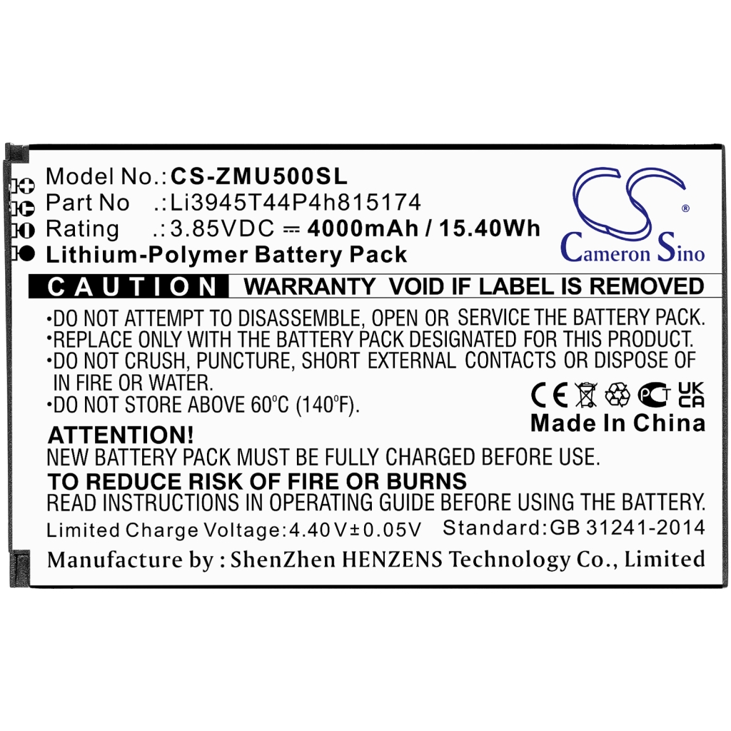 Batterijen Vervangt Li3945T44P4h815174