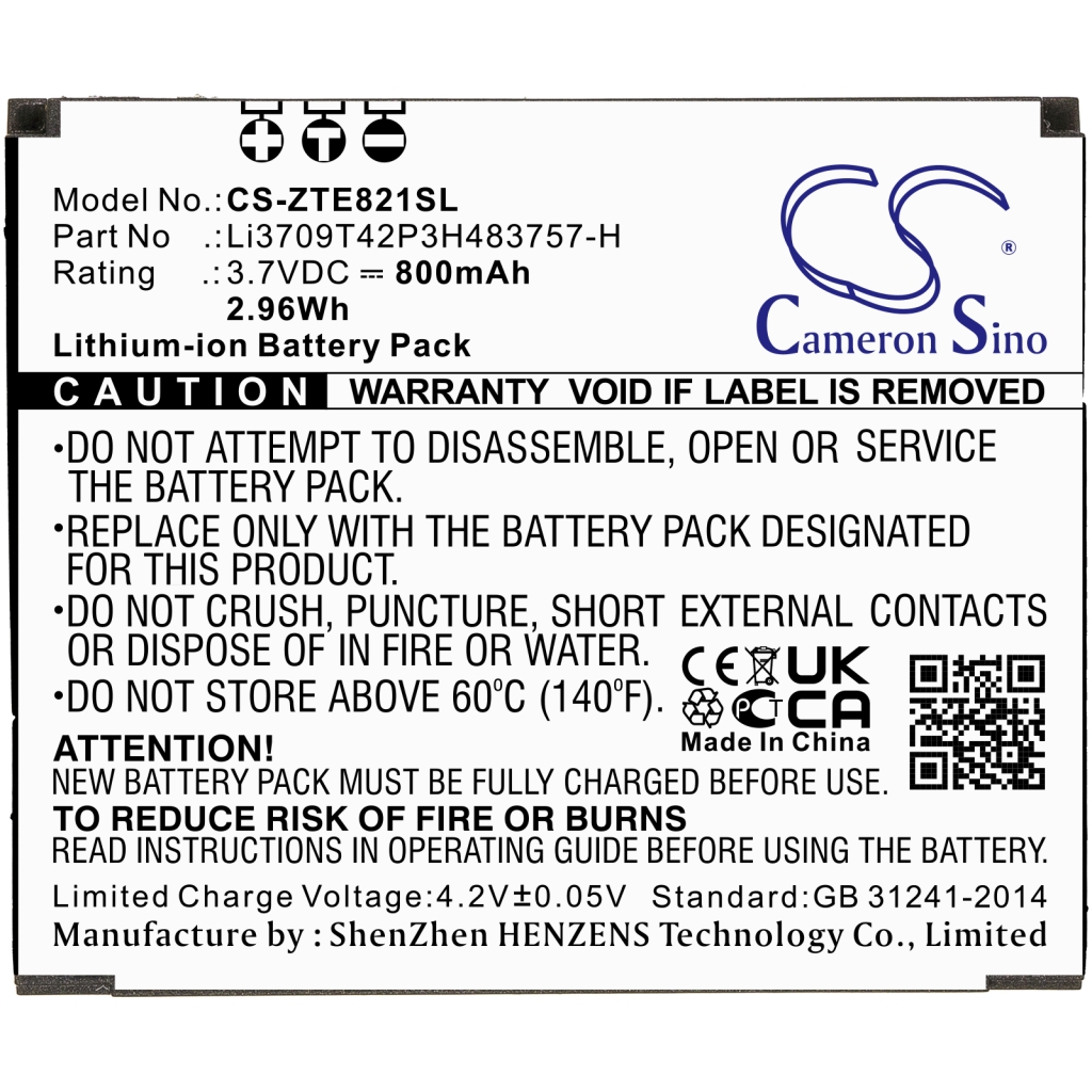 Batterij voor mobiele telefoon ZTE CS-ZTE821SL