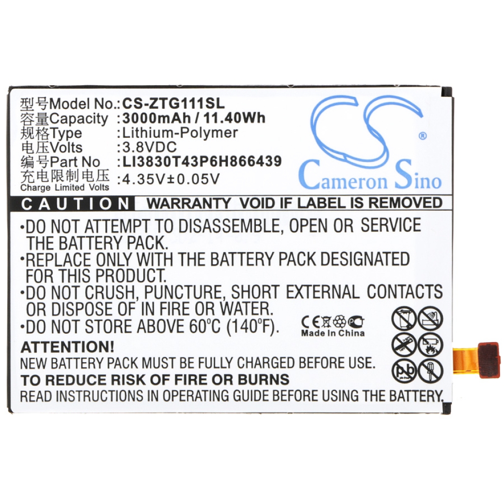 Batterijen Vervangt LI3830T43P6H866439