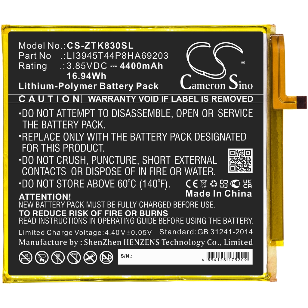 Batterijen Vervangt LI3945T44P8HA69203