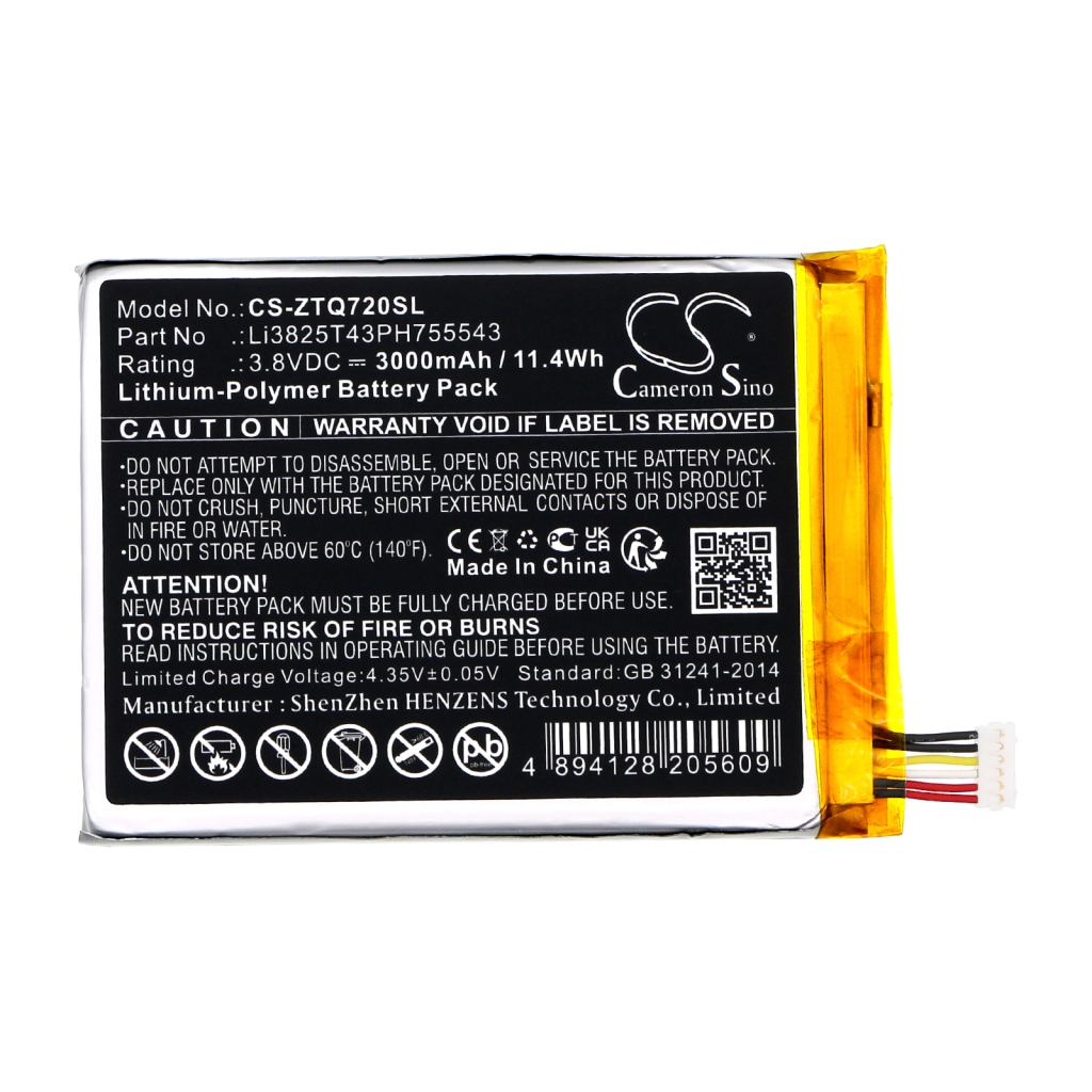 Compatibele batterijvervanging voor ZTE LI3825T43PH755543