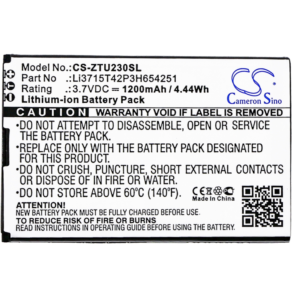 Batterijen Vervangt Li3714T42P3H654251