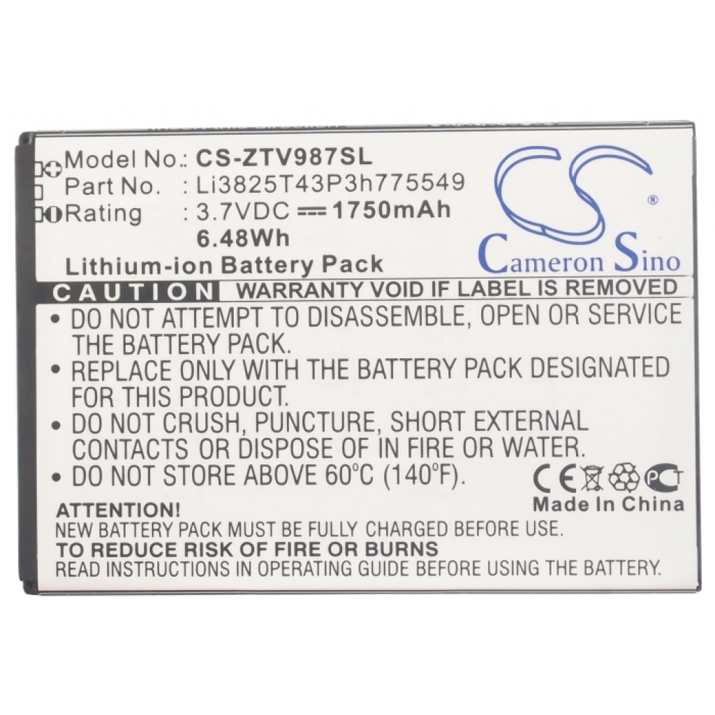 Batterij voor mobiele telefoon ZTE CS-ZTV987SL